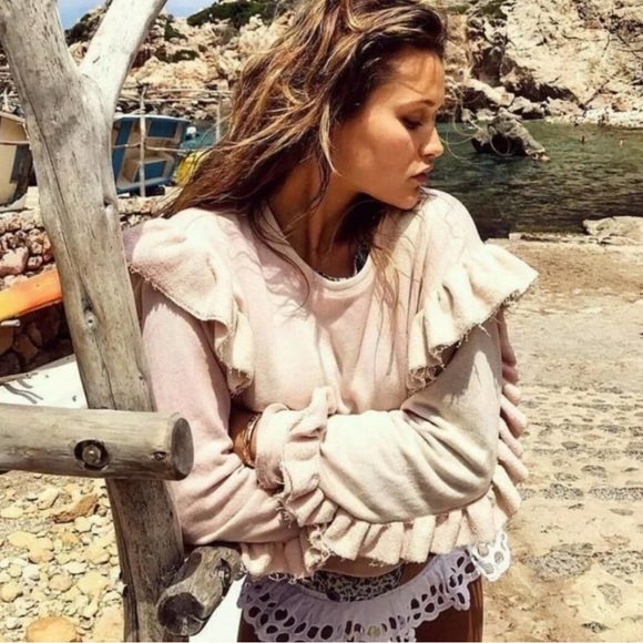 LoveShackFancy | Corrine White Ruffle Sweatshirt, medium - Picture 11 of 12